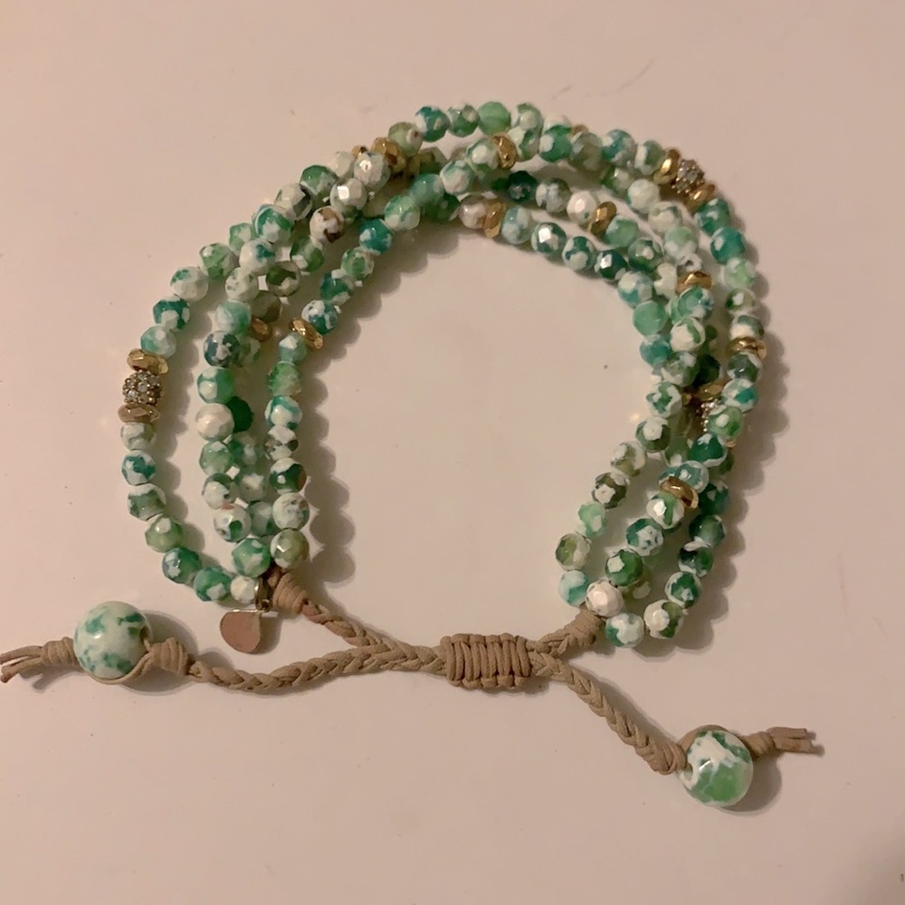 Tai multi strand beaded adjustable bracelet